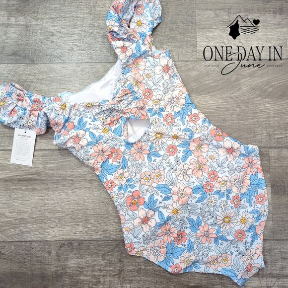 Eomenie Ruffle Shoulder Tummy Control One Piece Swimsuit Size S - Picture 6 of 6